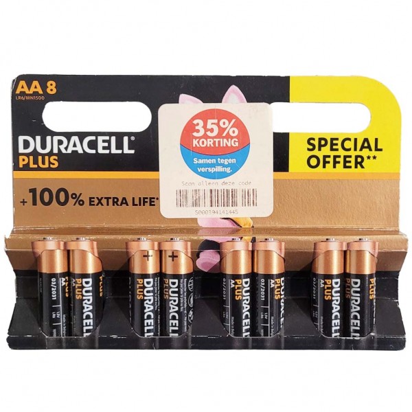Duracell Plus AA Alkaline Batterie 8er Pack MHD:31.3.32