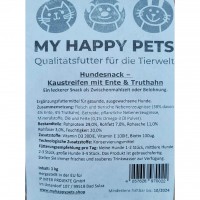 My Happy Pets Hundesnack Kaustreifen mit Ente und Truthahn 1kg MHD:30.10.24