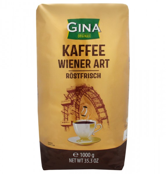 Gina Kaffee Wiener Art ganze Bohnen 1kg MHD:30.8.25
