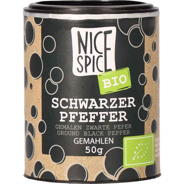 Nice Spice Bio schwarzer Pfeffer gemahlen 50g MHD:20.2.25