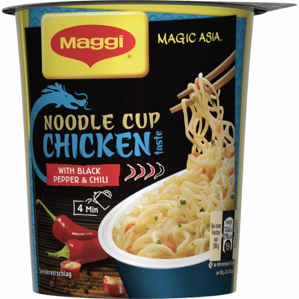 8x Maggi Magic Asia Noodle Cup Chicken Black Pepper &amp; Chili á 63g=504g MHD:30.12.23