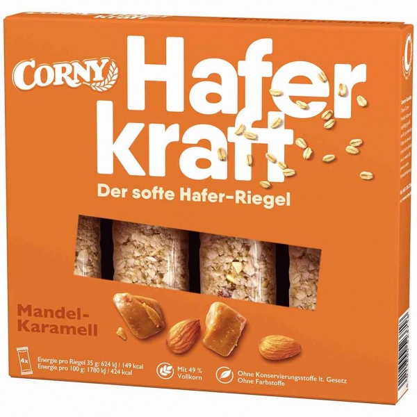 Corny Haferkraft Mandel Karamell 4er 140g MHD:20.1.25