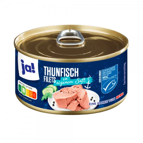 ja! Thunfischfilets in eigenem Saft geschnitten 150g MHD:27.12.26