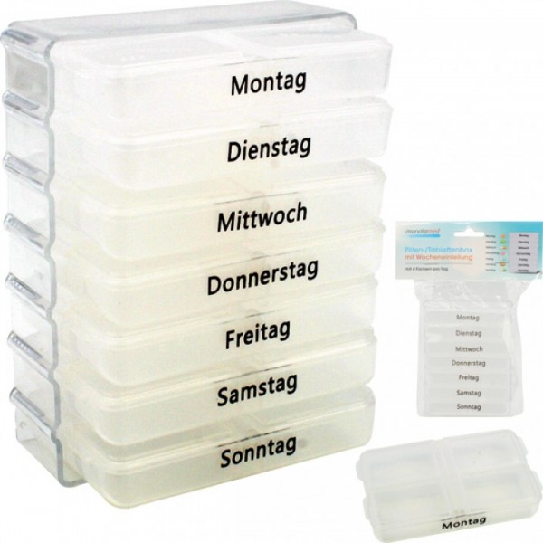 Pillen-/ Tablettenbox für 7 Tage mit 4 fächern pro Tag