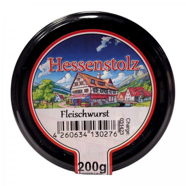 Hessenstolz Fleischwurst 200g Glas MHD:20.11.24
