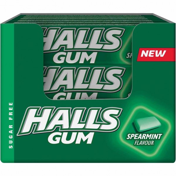 Halls Gum Spearmint Kaugummi Zuckerfrei 25 Pack 350g MHD:16.10.22