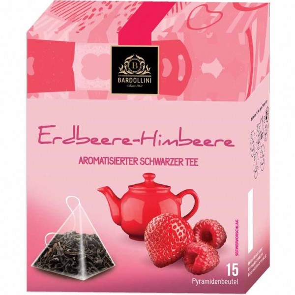 Bardollini Schwarzer Tee mit Erdbeere-Himbeere-Aroma 15 Tassen 22,5g MHD:28.2.26