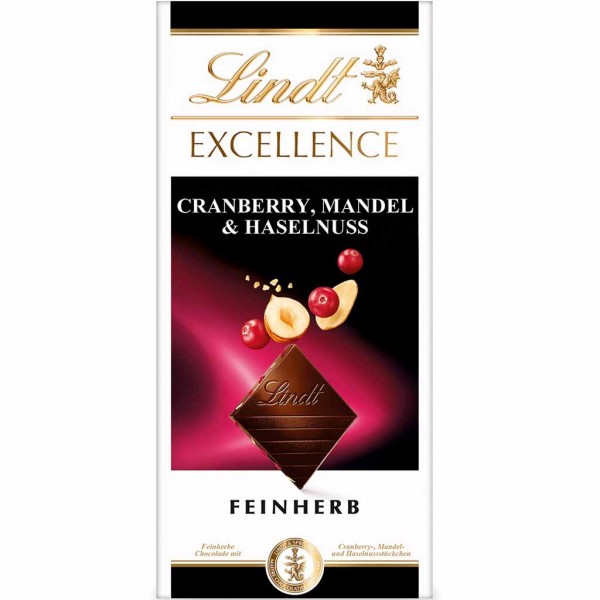 Lindt EXCELLENCE Cranberry Mandel &amp; Haselnuss 100g MHD:30.1.25