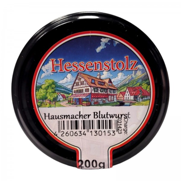 Hessenstolz Hausmacher Blutwurst 200g Glas MHD:20.11.24