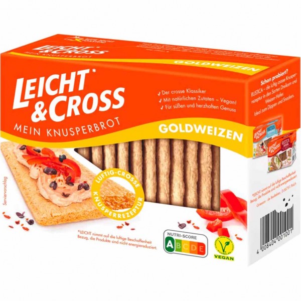 Leicht &amp; Cross Mein Knusperbrot Goldweizen 125g MHD:1.2.25
