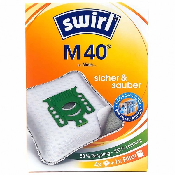 Swirl Stausauger Beutel M40 4 Beutel und 1 Filter