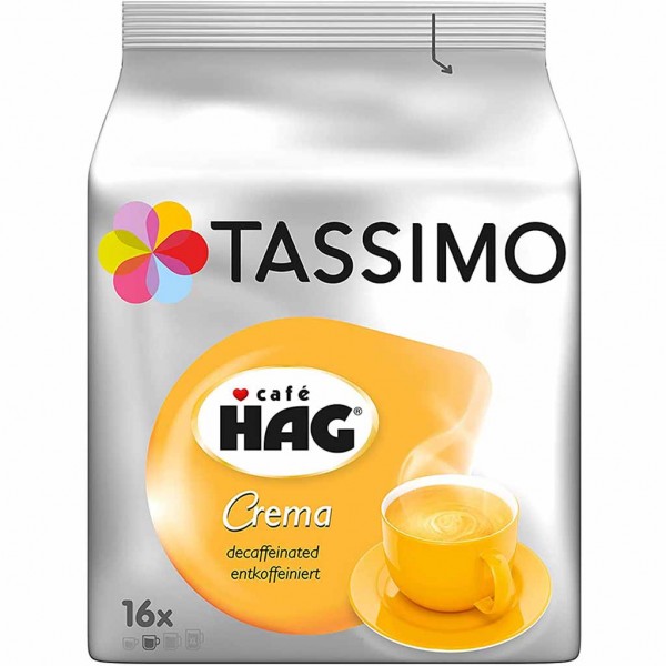 Tassimo Cafe HAG Crema entkoffeiniert 16 Kaffee Kapseln MHD:7.3.25
