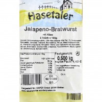 Hasetaler Jalapeno-Bratwurst mit Käse 5er 500g