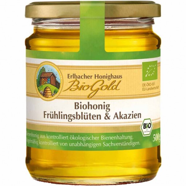 Erlbacher Honighaus Bio Gold Biohonig Frühlingsblüten &amp; Akazien flüssig 500g MHD:30.12.23