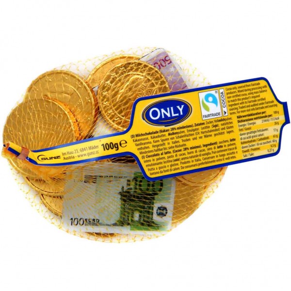 Only Banknoten und Goldmünzen Milchschokolade 100g MHD:30.9.25