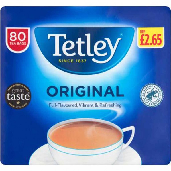 Tetley Original Teepads Schwarzer Tee 80er 250g MHD:30.12.22