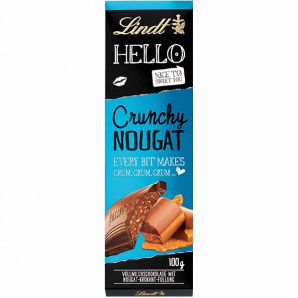 Lindt Hello Chrunchy Nougat Tafelschokolade 100g MHD:30.1.25