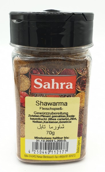 Sahra Shawarma Fleischspieß Gewürzzubereitung 70g MHD:30.6.25