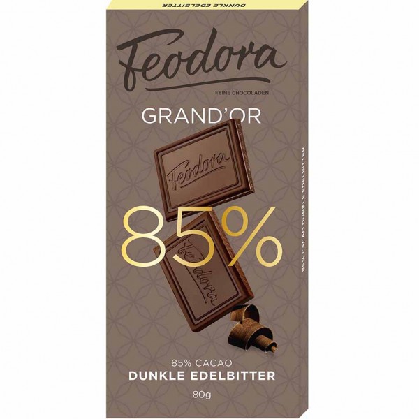Feodora Tafelschokolade Grand&#039;Or 85% Dunkle Edelbitter 80g MHD:2.4.25