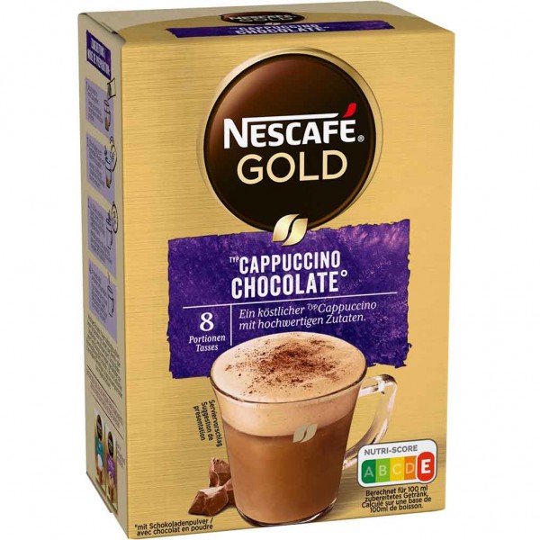 Nescafe Gold Cappuccino Chocolate 8x18g=144g MHD:30.9.24