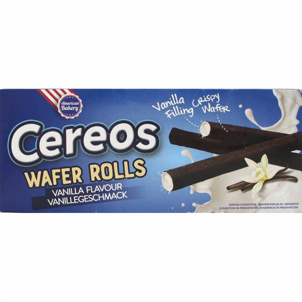 American Bakery Cereos Wafer Rolls Vanille 130g MHD:6.11.23