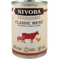 6x Nivoba natürliche Tiernahrung Classic Menü Rind Huhn Lamm á 400g=2,4kg MHD:1.6.25