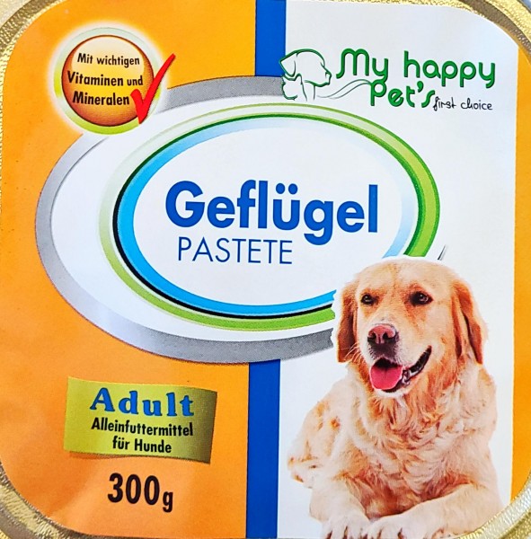 Hundefutter my happy Pets Geflügel Pastete 300g MHD:3.2.23
