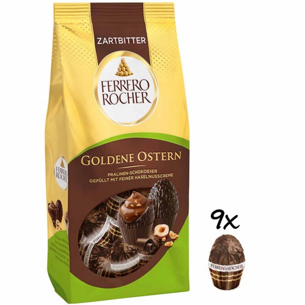 Ferrero Rocher Goldene Ostern Zartbitter Schokoeier 90g MHD:21.8.24