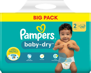 Pampers Windeln Baby Dry Gr. 2 Mini (4-8 kg), Big Pack, 90 Stück