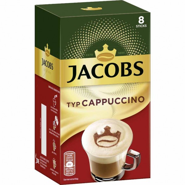 Jacobs Sticks Cappuccino 8x14,4g=115,2g MHD:21.8.23