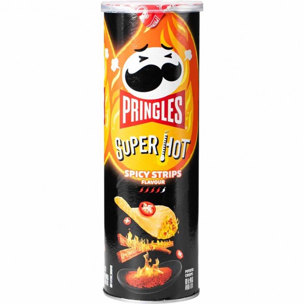 Pringles Kartoffelchips Super Hot Spicy Stripes 110g MHD:27.2.25