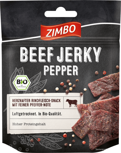 Zimbo Bio Beef Jerky Pepper 25g MHD:15.11.22
