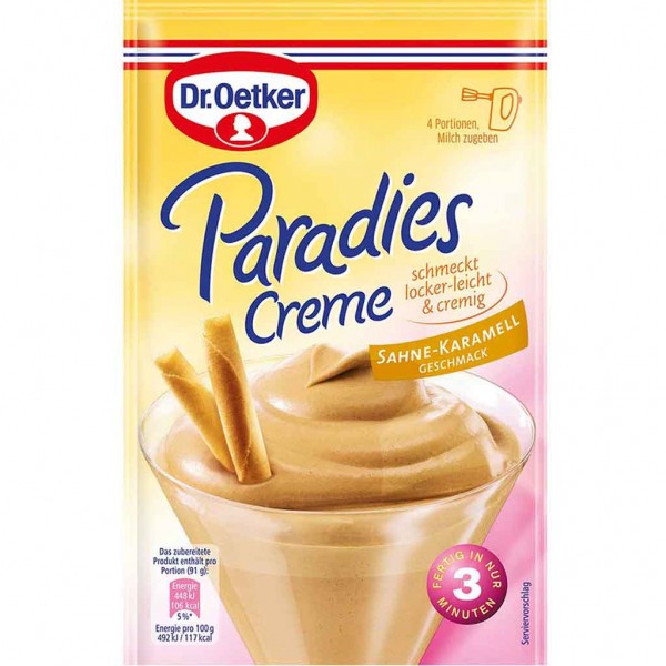 Dr.Oetker Paradies Creme Sahne Karamell Geschmack 65g MHD:30.7.23