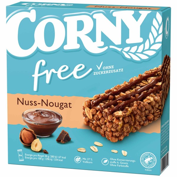 Corny Free Nuss Nougat Müsliriegel 6er MHD:29.10.24