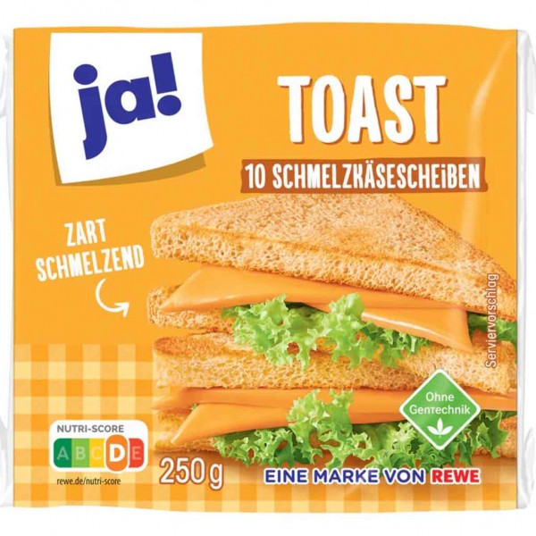 ja! Schmelzkäsescheiben Toast 250g MHD:24.8.24