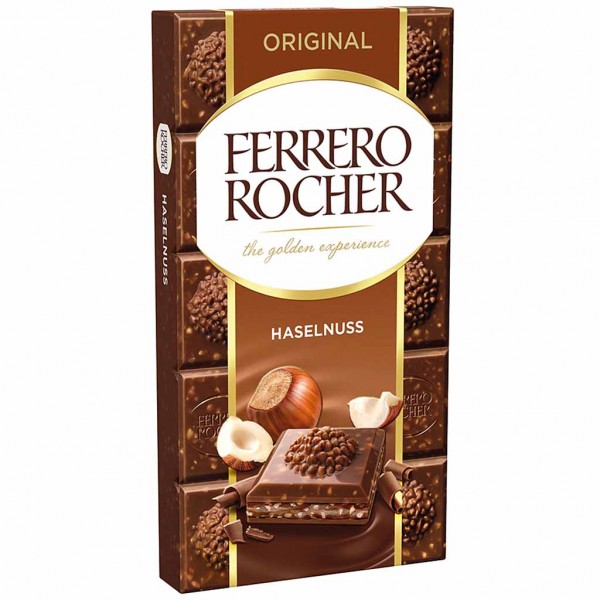 Ferrero Rocher Tafelschokolade Original Haselnuss 90g MHD:5.11.24
