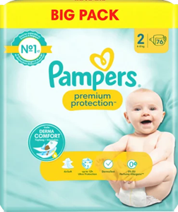 Pampers Windeln Premium Protection Gr. 2 Mini, New Baby (4-8 kg), Big Pack, 76 Stück