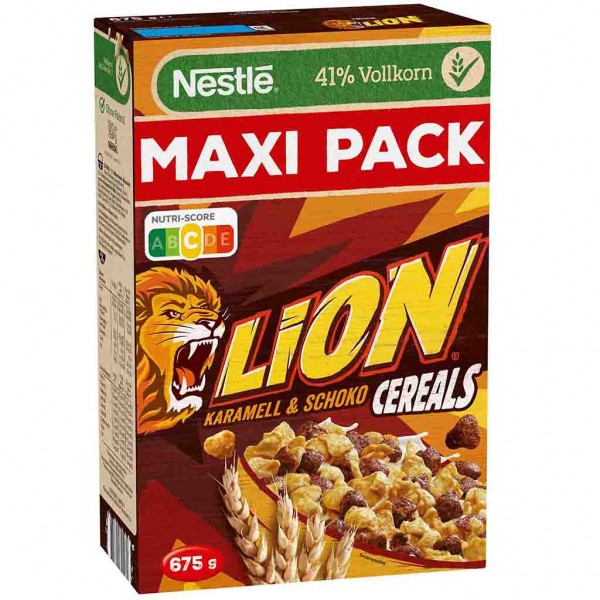 Nestle Lion Cereals Karamell &amp; Schoko MAXI-Pack 675g MHD:30.3.25