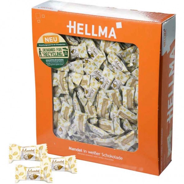 Hellma Mandeln in weißer Schokolade 360 Portionen 864g MHD:30.3.25