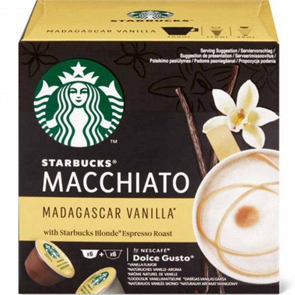 Starbucks Dolce Gusto Macchiato Madagascar Vanilla 6 Tassen 132g MHD:29.2.24