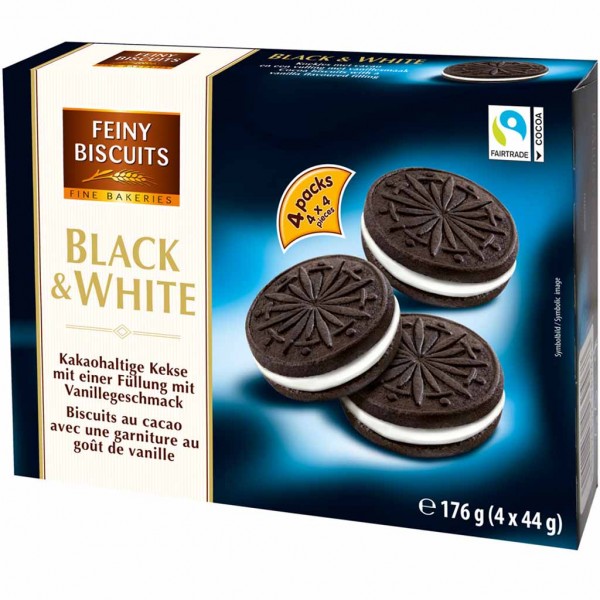 Feiny Biscuits Black &amp; White Doppelkekse 176g MHD:30.3.25