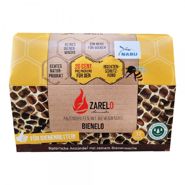 Zarelo Bienelo Bio Kamin-Anzünder mit Bienenwachs Ofen Grill Feueranzünder