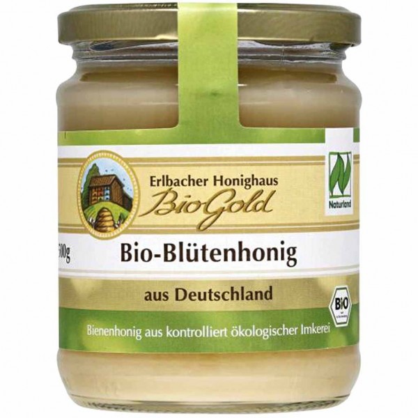 Erlbacher Honighaus Bio Gold Bio-Blütenhonig aus Deutschland 500g MHD:30.6.24