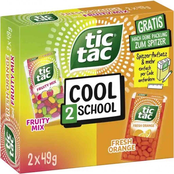 tic tac Cool2School Mixpack Fruity &amp; Orange 2x49g=98g MHD:19.7.24