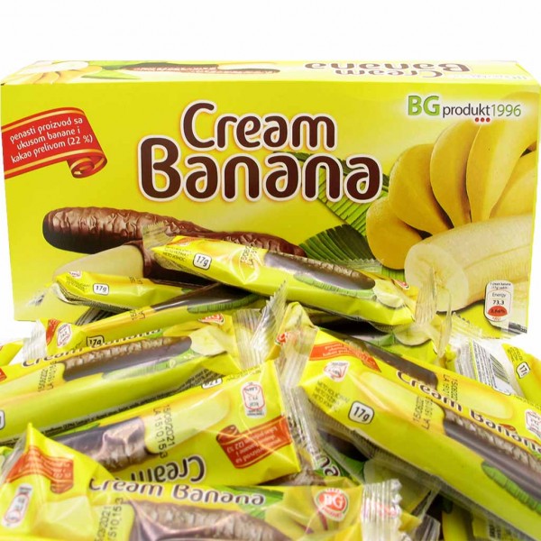 Cream Banana Schaumzucker mit Bananengeschmack &amp; Schokoladenüberzug 510g MHD:12.9.24