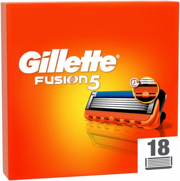 Gillette Fusion 5 Rasierklingen, 18 Ersatzklingen für Nassrasierer Herren mit 5-fach Klingen