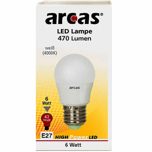 ARCAS LED Birne mini Globe E27 6W 470 Lumen 4000K Weiß 1er