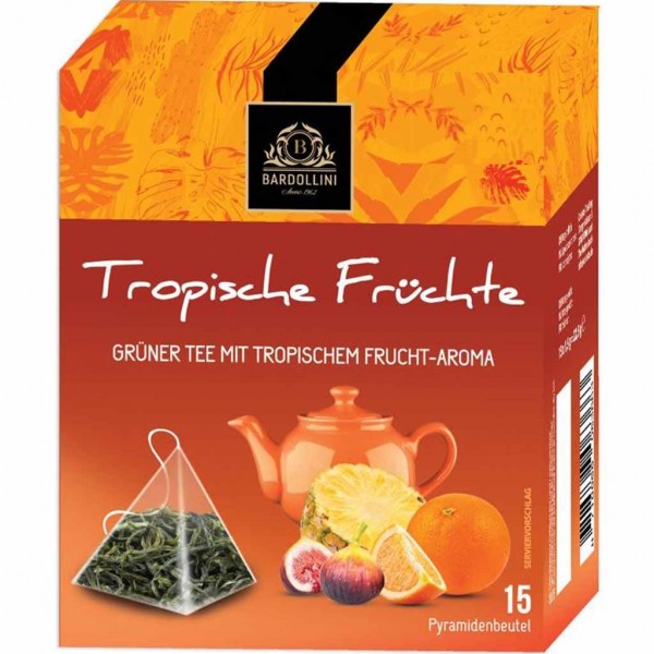 Bardollini Grüner Tee mit tropischen Frucht-Aroma 15 Tassen 22,5g MHD:30.3.25