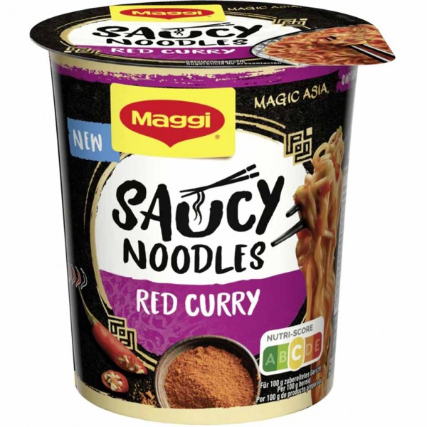 8x Maggi Magic Asia Saucy Noodles Red Curry á 75g=600g MHD:30.12.23