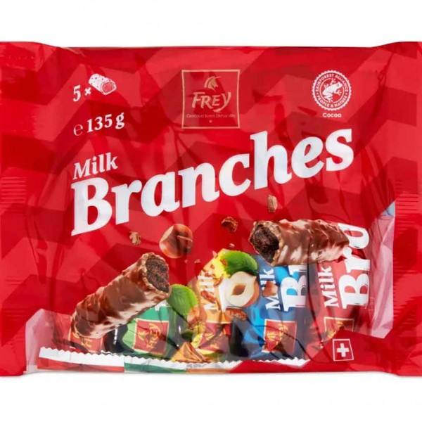 Frey Schokoladenriegel Milk Branches 5er 135g MHD:30.7.23